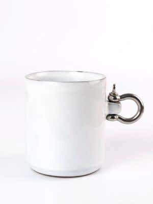 Metal Kulplu Kahve ve Çay Mug Beyaz 270ml