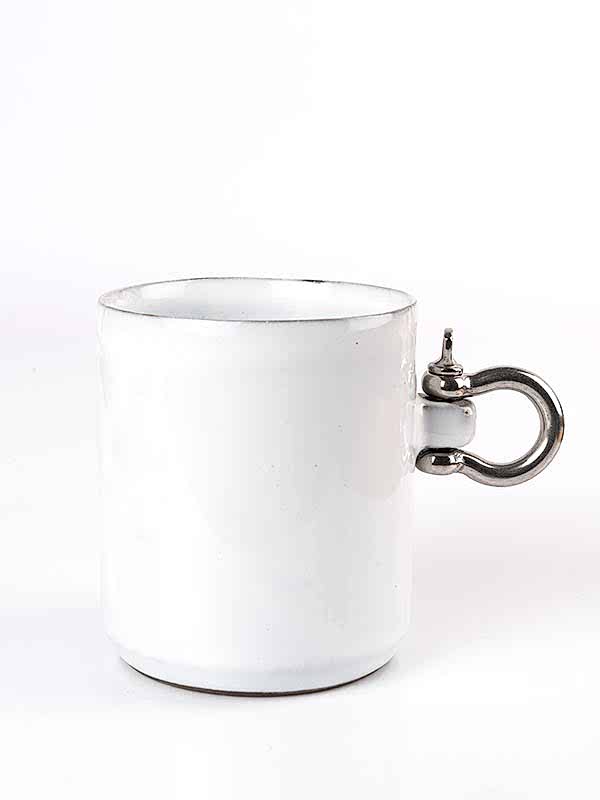Metal Kulplu Kahve ve Çay Mug Beyaz 270ml